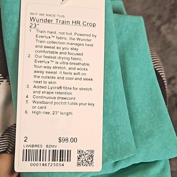 NWT Lululemon Wunder Train HR Crop Pant Legging 23" In Blaze Maldives Sz 2 - Picture 2 of 5